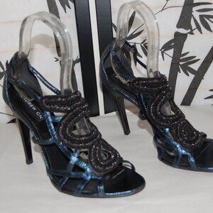 40 US 9.5 ❤️ ITALY ANDREW GN Sandals Metallic Leather High Heels Sandals Shoes